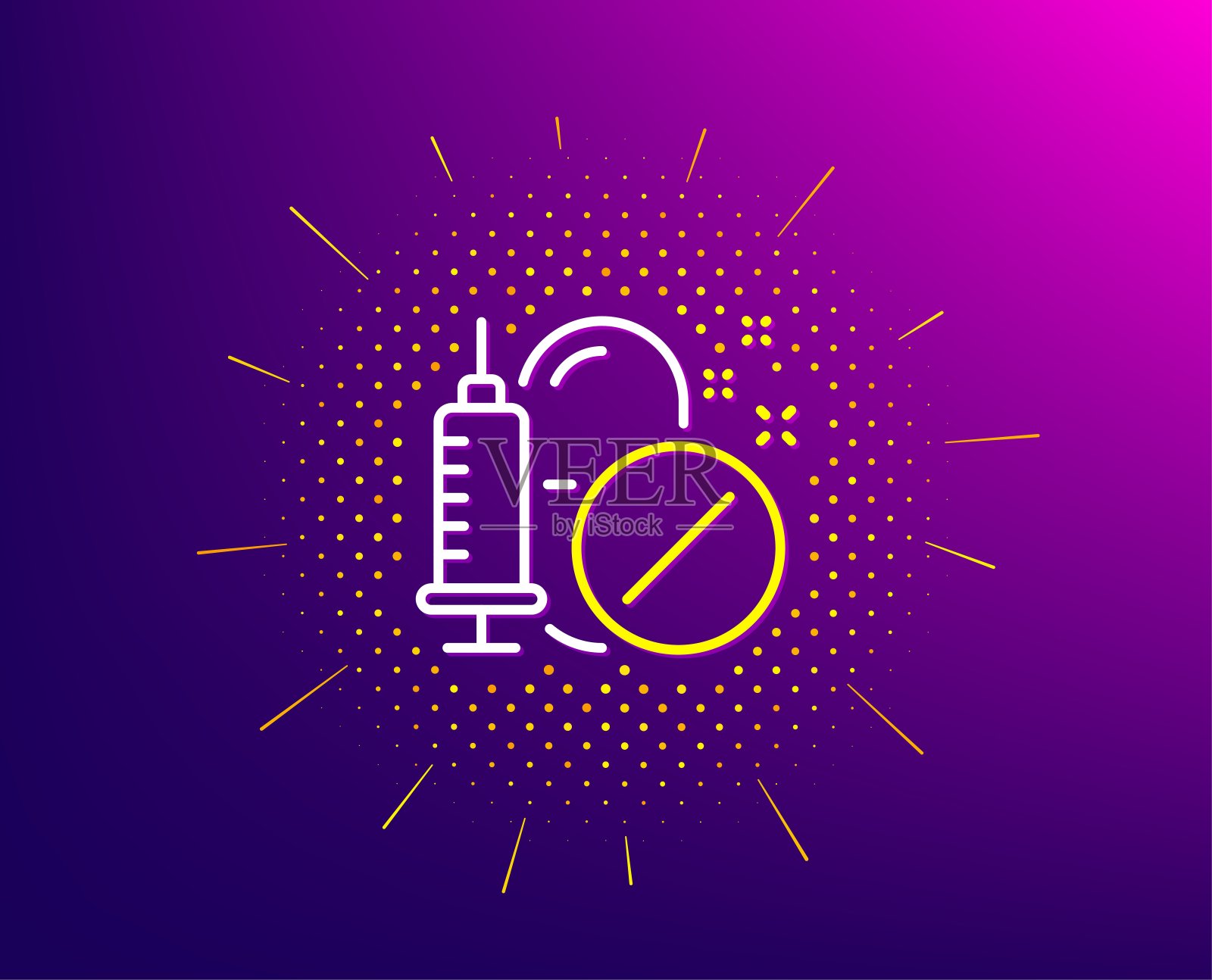 医药药品线图标。药注射器的迹象。药房药物。向量插画图片素材