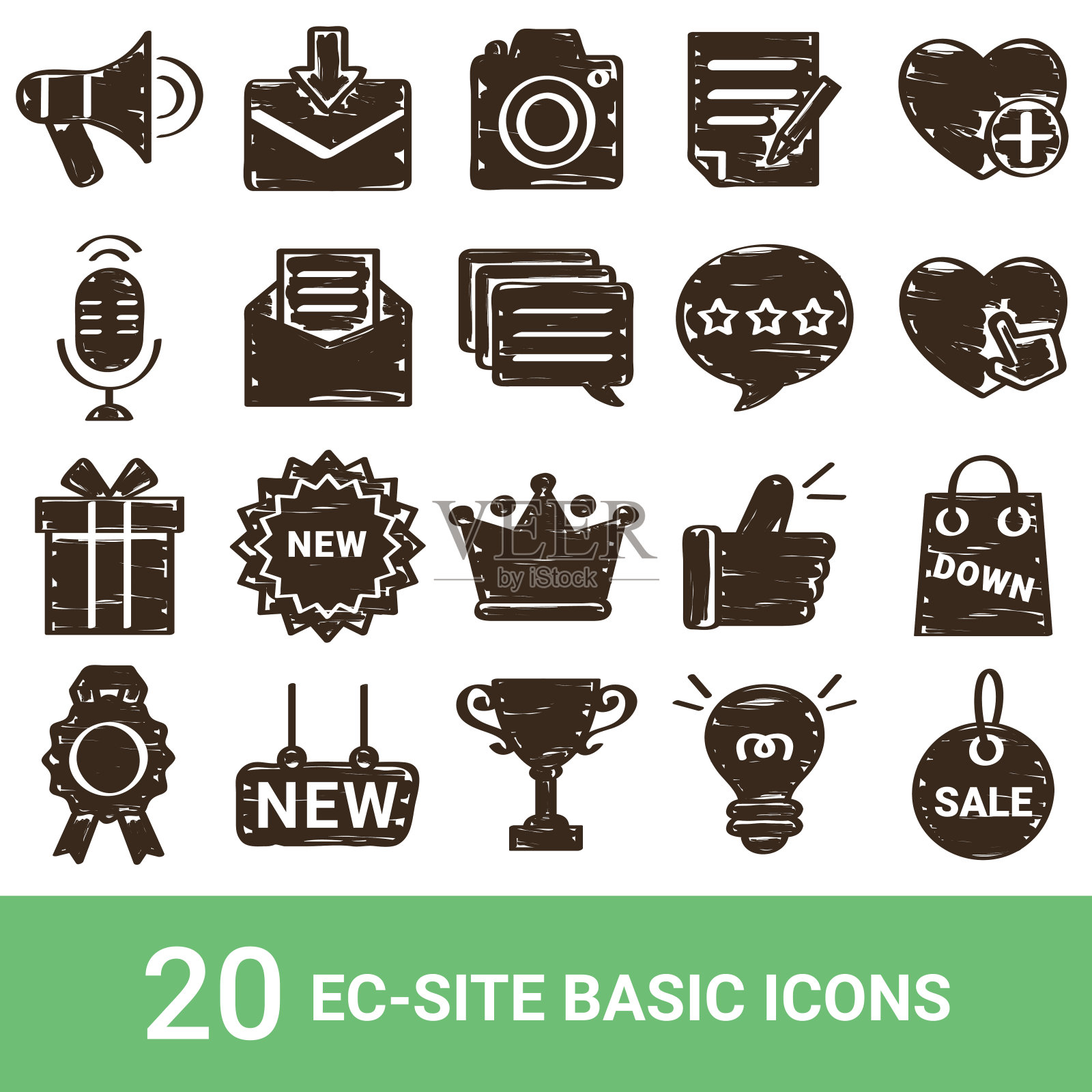 Ec网站图标，经典内容，手写，20套图标素材