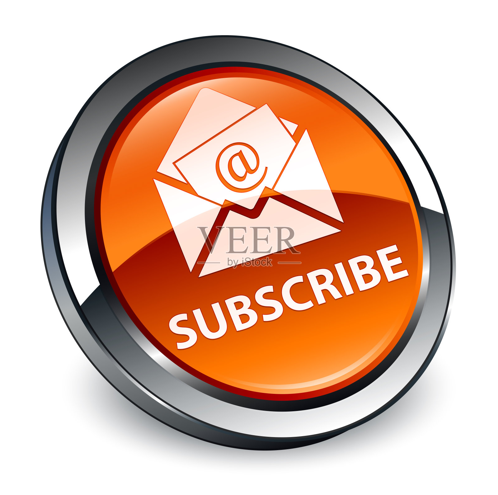 订阅(时事通讯电子邮件图标)3d棕色圆形按钮设计元素图片