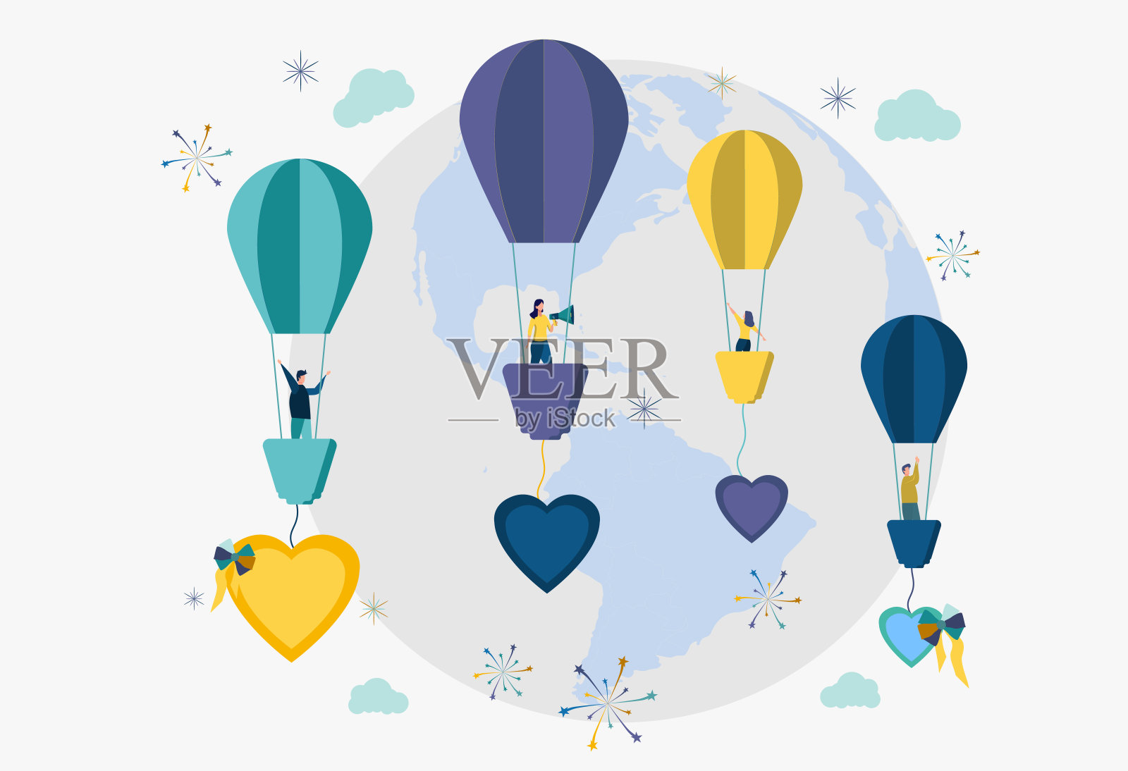 情人节，祝贺你。爱的宣言。彩色矢量插图插画图片素材