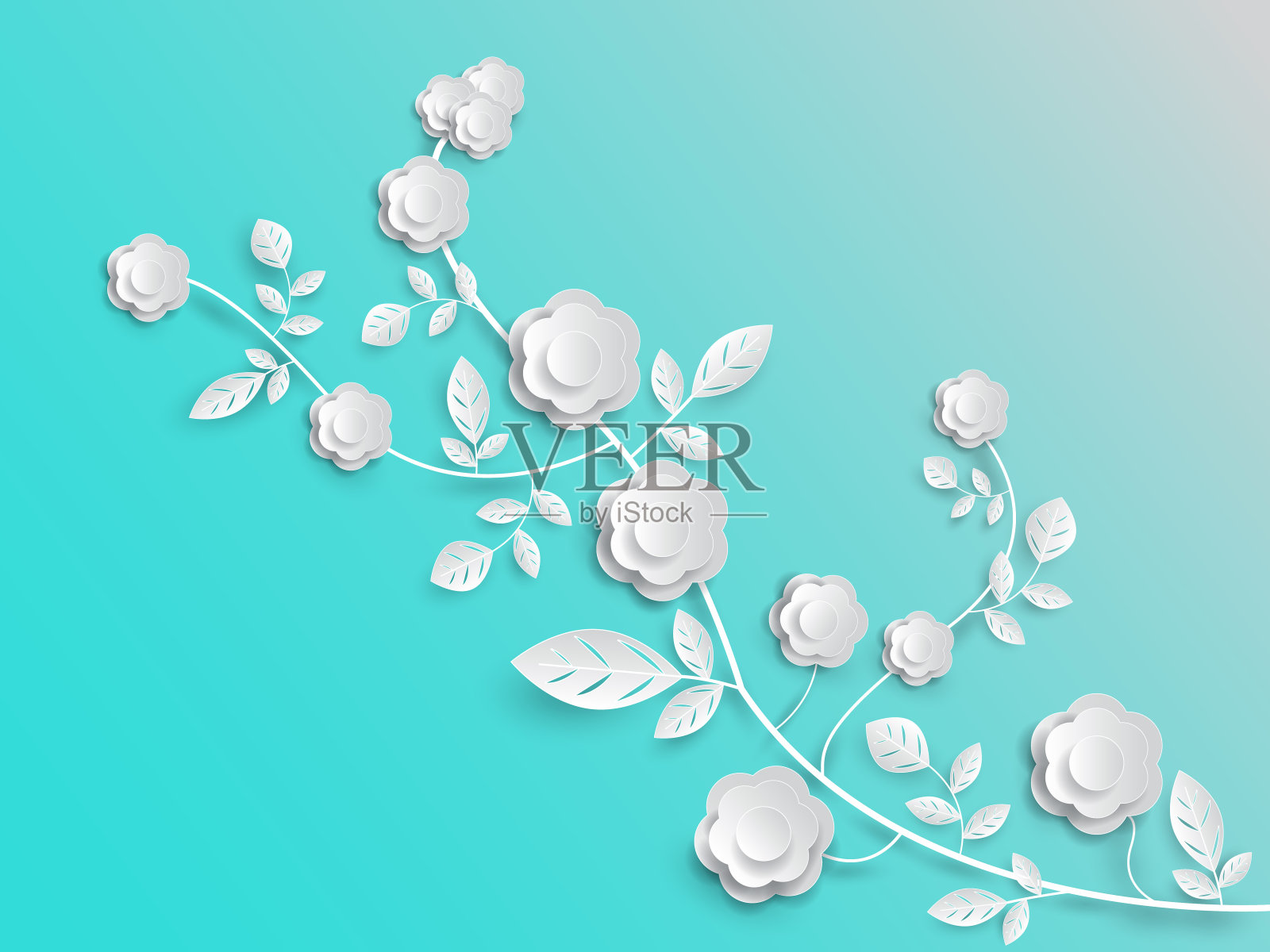 纸艺花朵孤立的元素插画图片素材