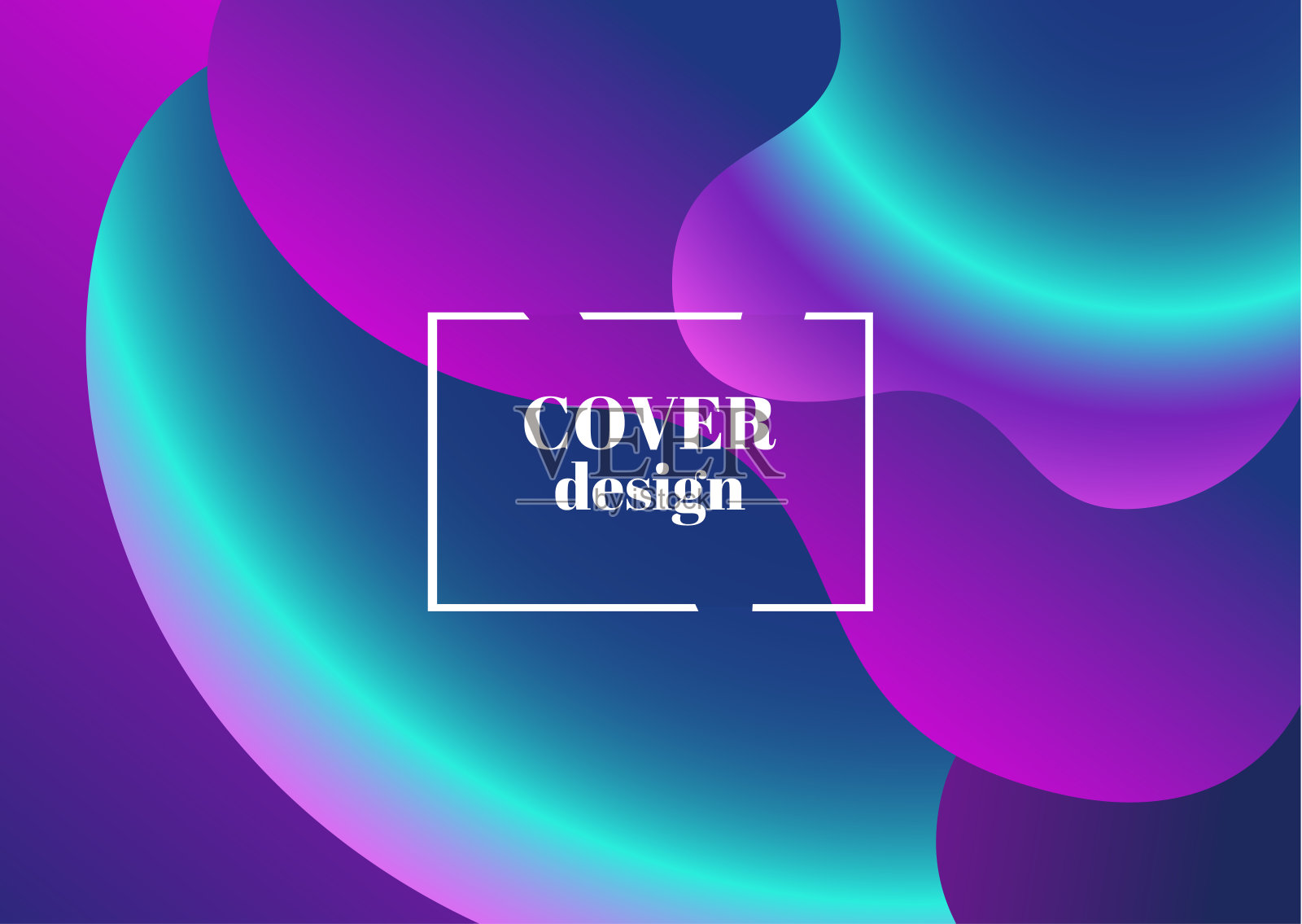 抽象时尚的流体波浪霓虹水平背景。青色，蓝色，紫色，月光色，薄荷色渐变。适用于着陆页、封面、宣传册、宣传单设计等。矢量插图。插画图片素材