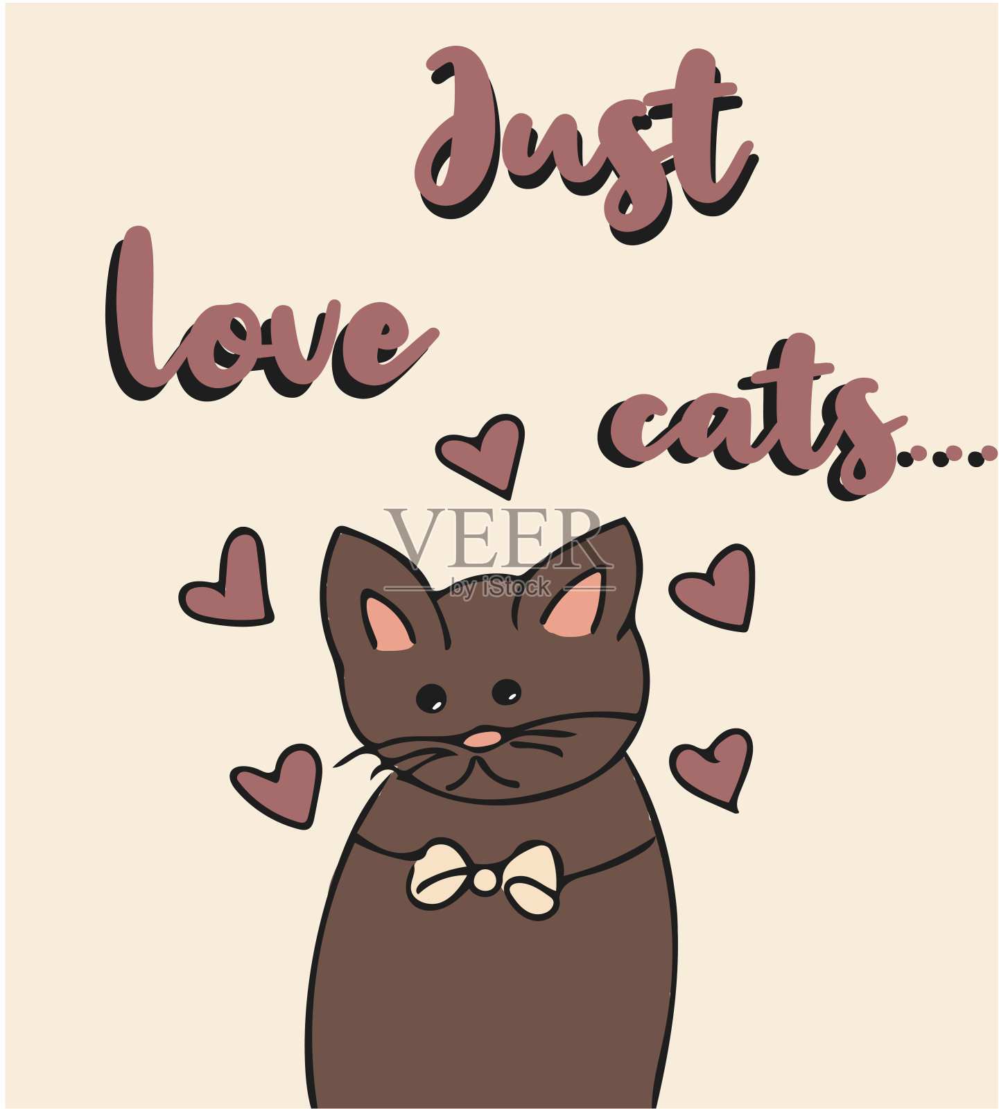 猫咪贺卡插画图片素材