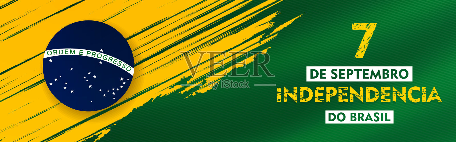 7 de setembro, independencia do brasil，(翻译:9月7日，巴西独立日)，广告牌，海报，社交媒体，贺卡模板矢量插图插画图片素材