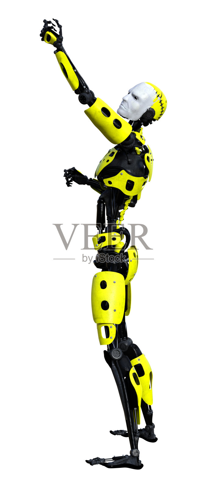 3D插图男性机器人在白色照片摄影图片