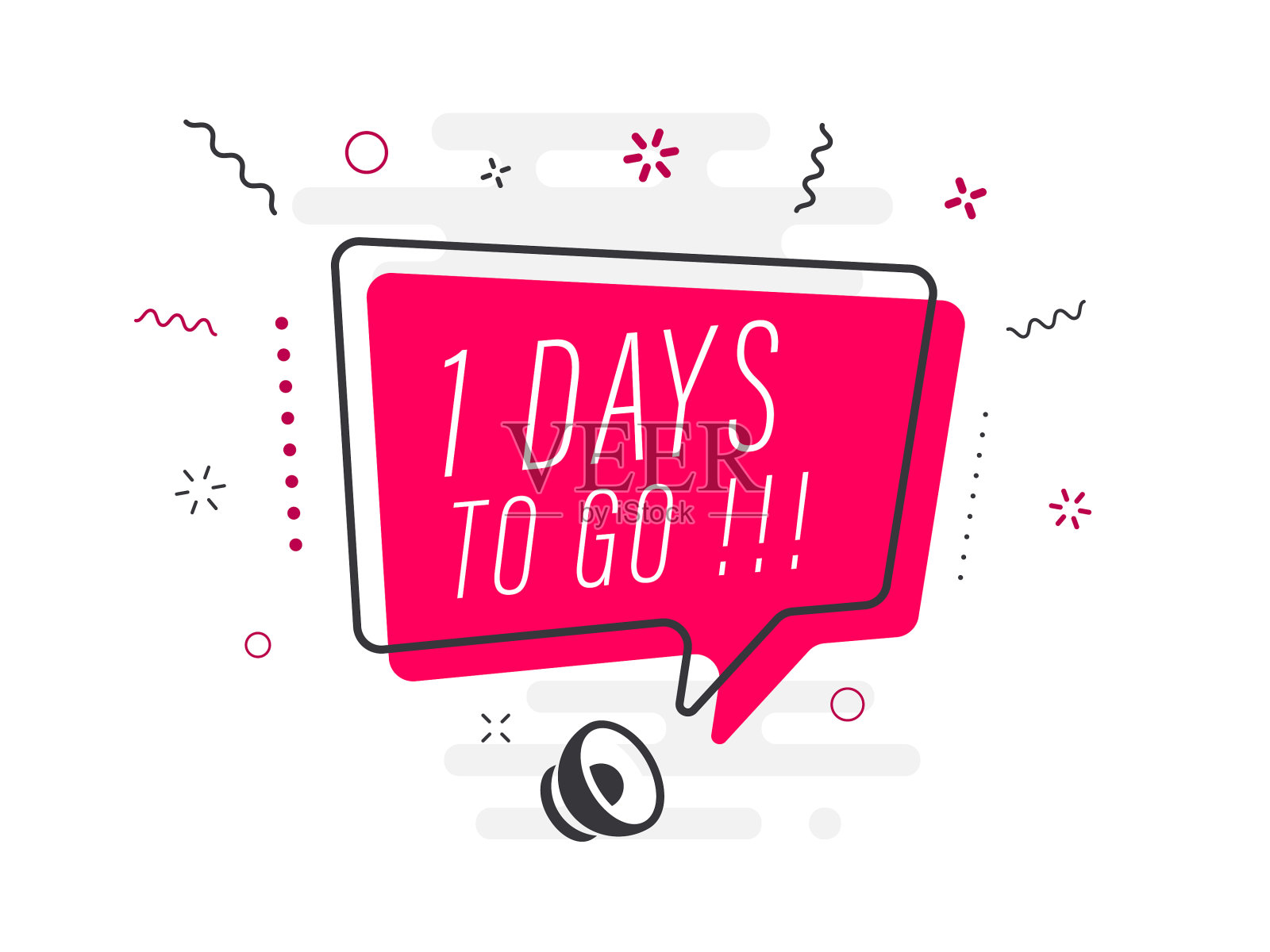 1天去樱桃演讲泡沫在白色背景。扬声器。旗帜的业务，营销和广告插画图片素材