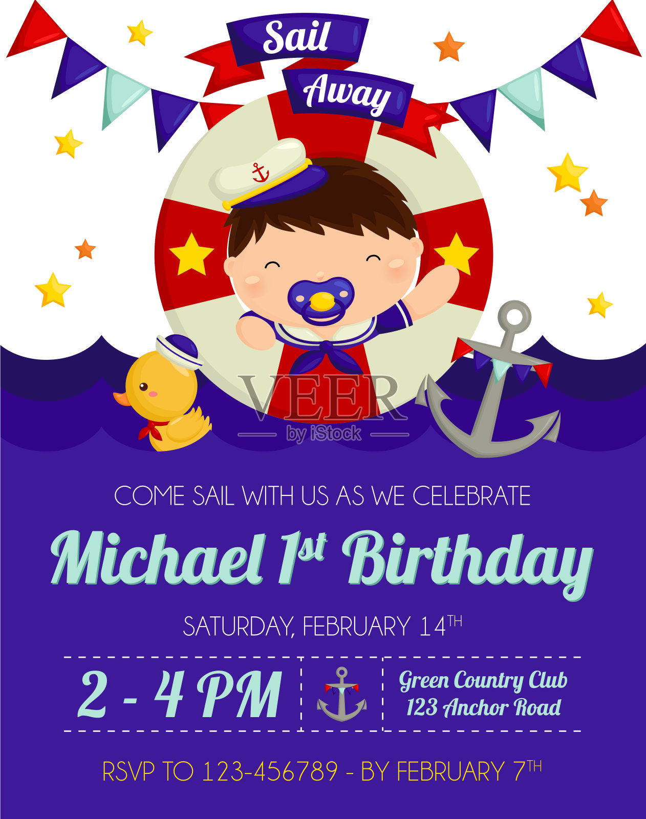 航海宝贝男孩卡片设计模板素材