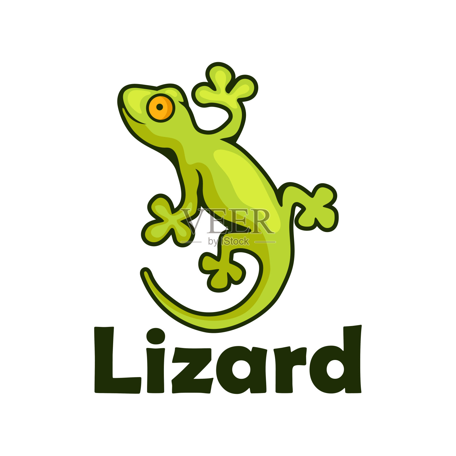 壁虎蜥蜴性格孤立在白色背景。矢量图设计元素图片