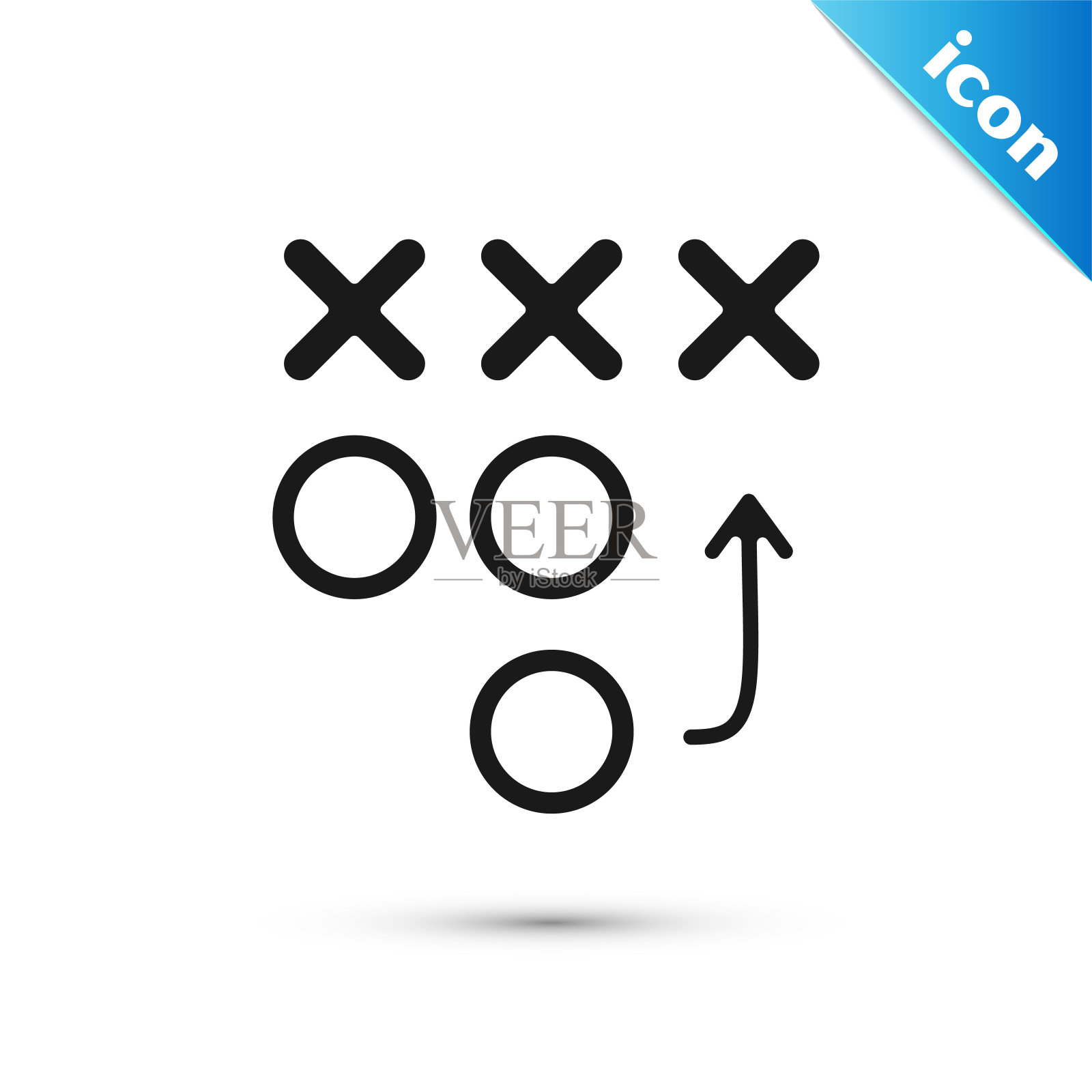 黑色规划策略概念图标孤立在白色背景上。足球或美式足球杯的队形和战术。矢量图插画图片素材