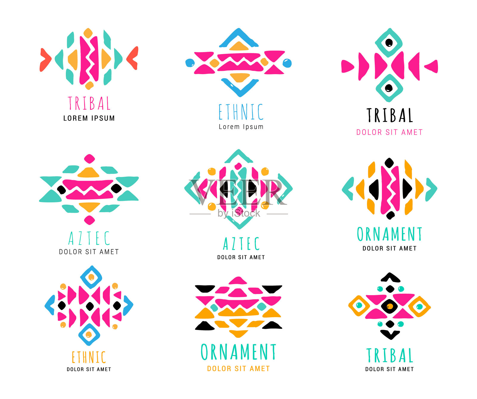 阿兹特克符号集插画图片素材