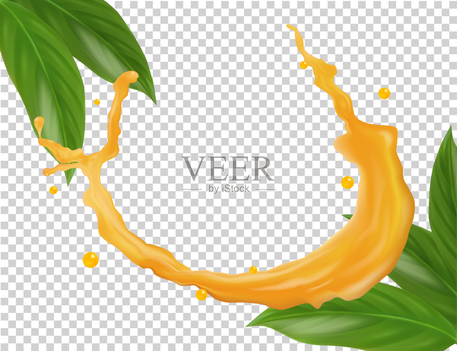 果汁和绿叶插画图片素材