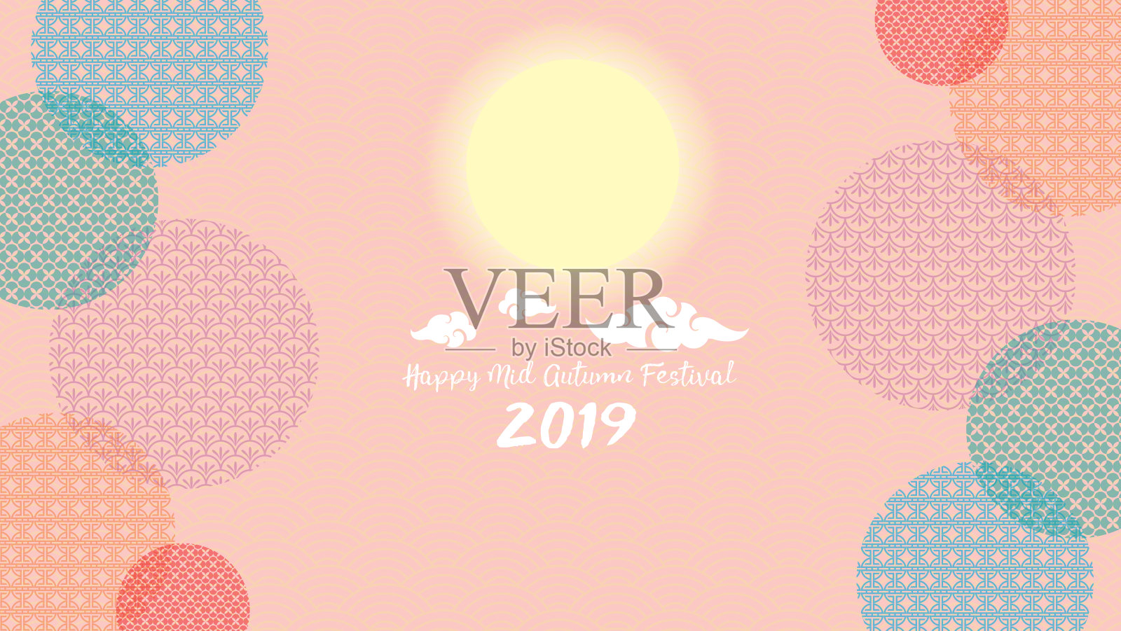 快乐中秋节设计与节日符号中国图案设计模板素材