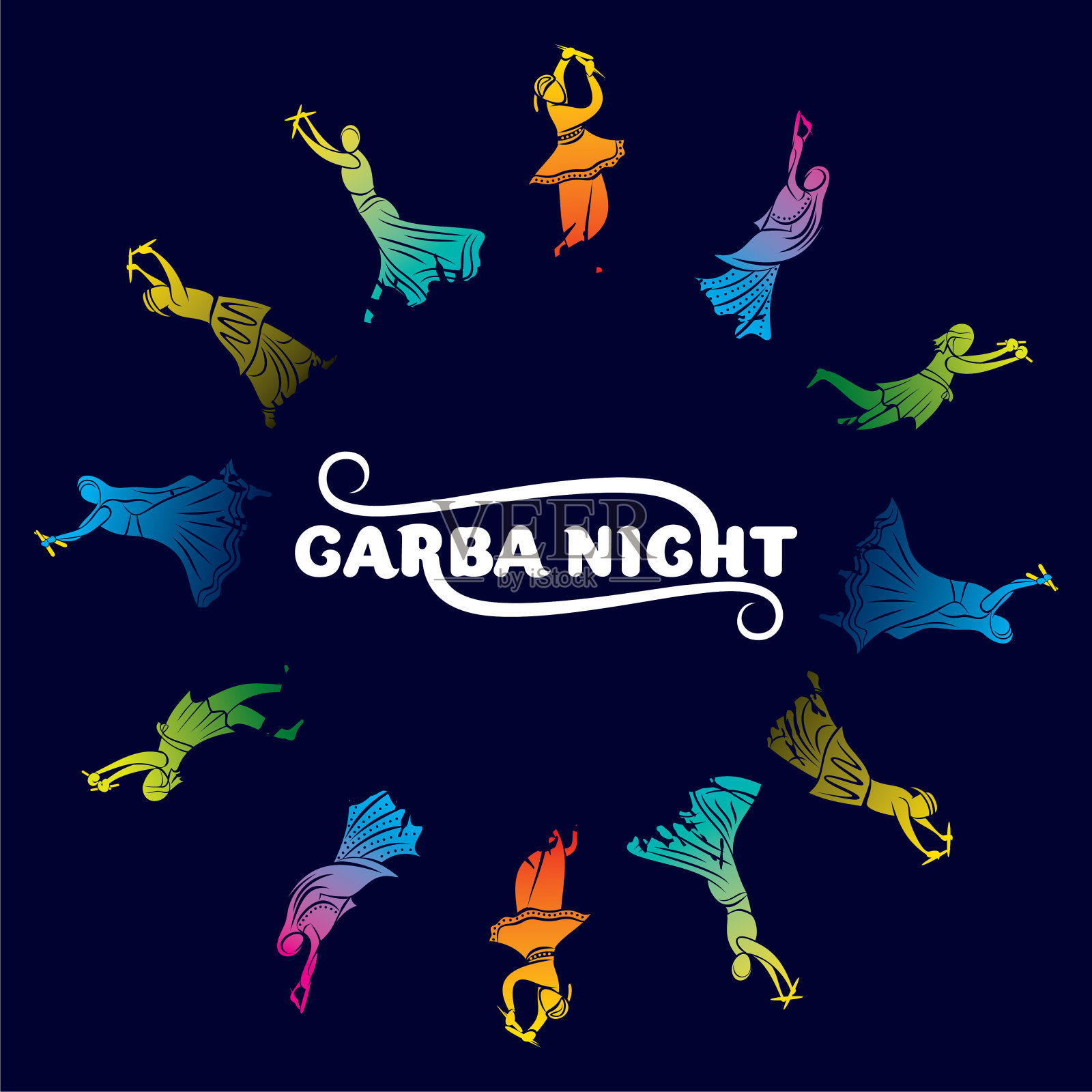 快乐的Navratri节日横幅设计插画图片素材