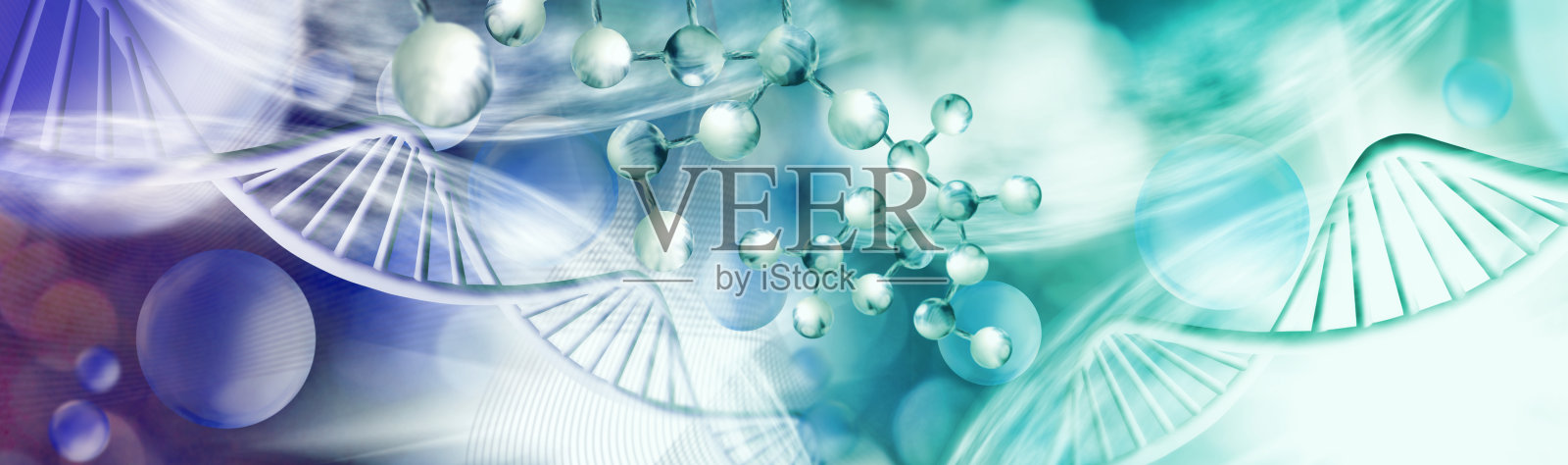 模糊背景下DNA链的抽象图像插画图片素材