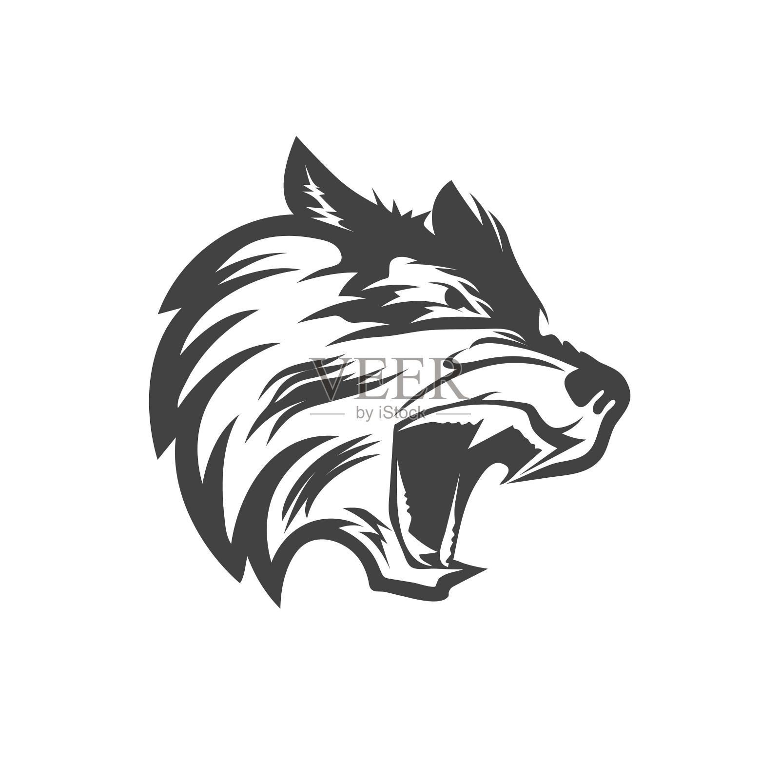 灰狼头标志设计。战术捕食者。插画图片素材