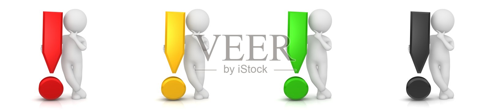 感叹号，感叹号，红，金，绿，黑，图标，设置建议，标志，思考，询问，简笔画，图，解决问题，做出决定照片摄影图片