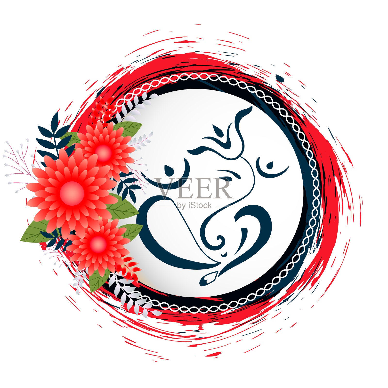 传统的象头神艺术设计背景插画图片素材