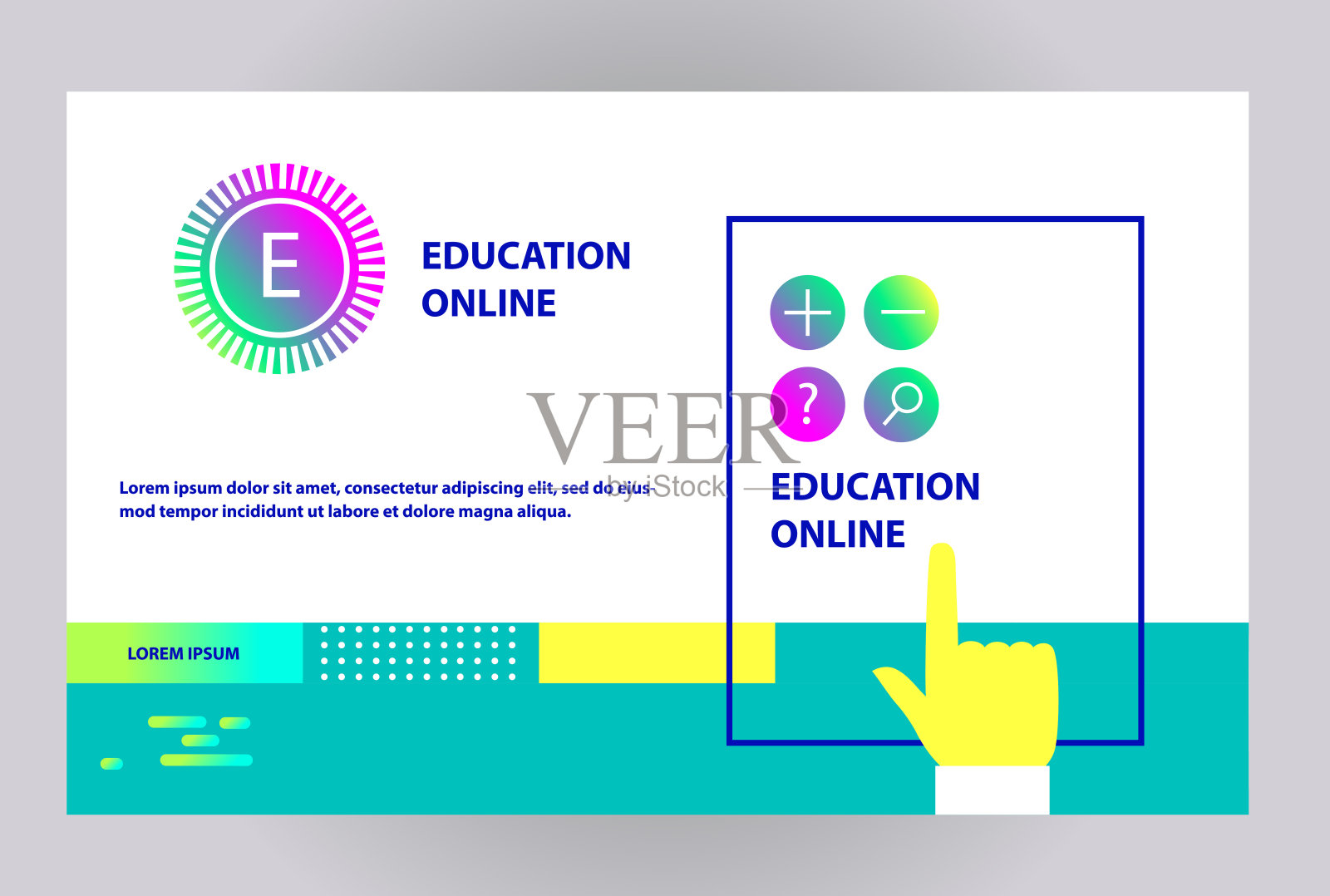 在线教育设计概念海报。现代旗帜的电子学习，电子学习，课程…智能应用程序的标志。模板开发登陆首页移动网站。矢量插图。插画图片素材