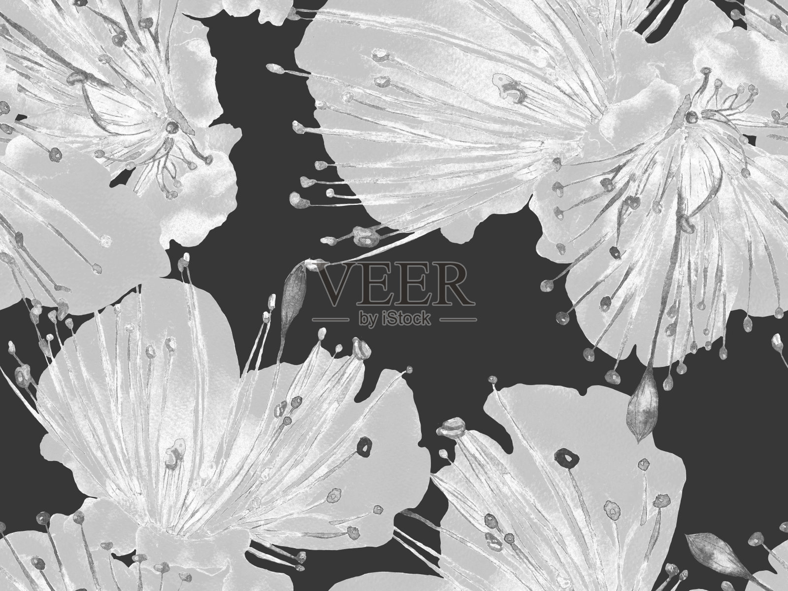 大胆的花卉图案。插画图片素材