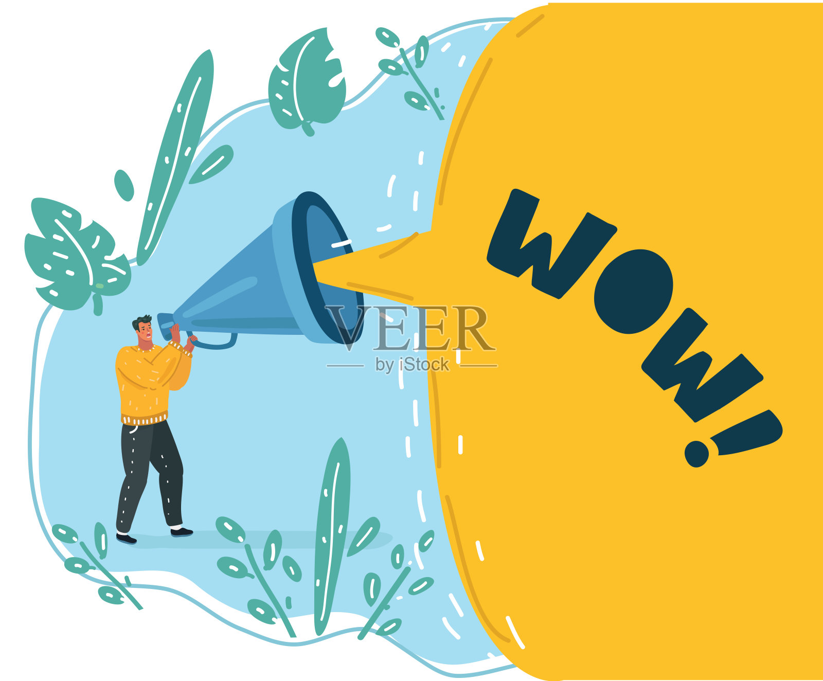 商人或经理对着演讲者大喊大叫。插画图片素材