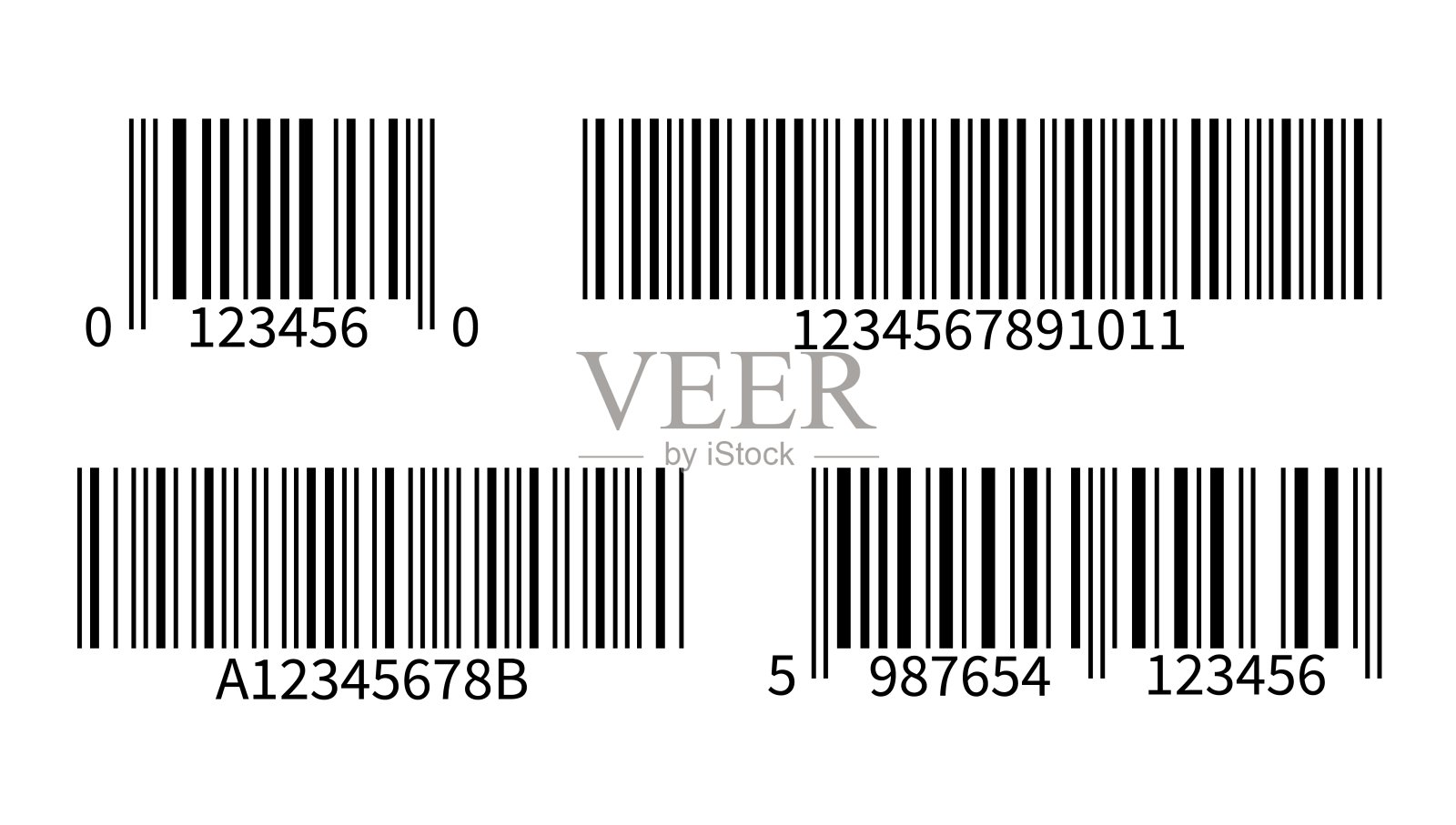 产品代码。行条码贴纸与条形码扫描唯一编码条形码零售阅读器矢量隔离模板插画图片素材