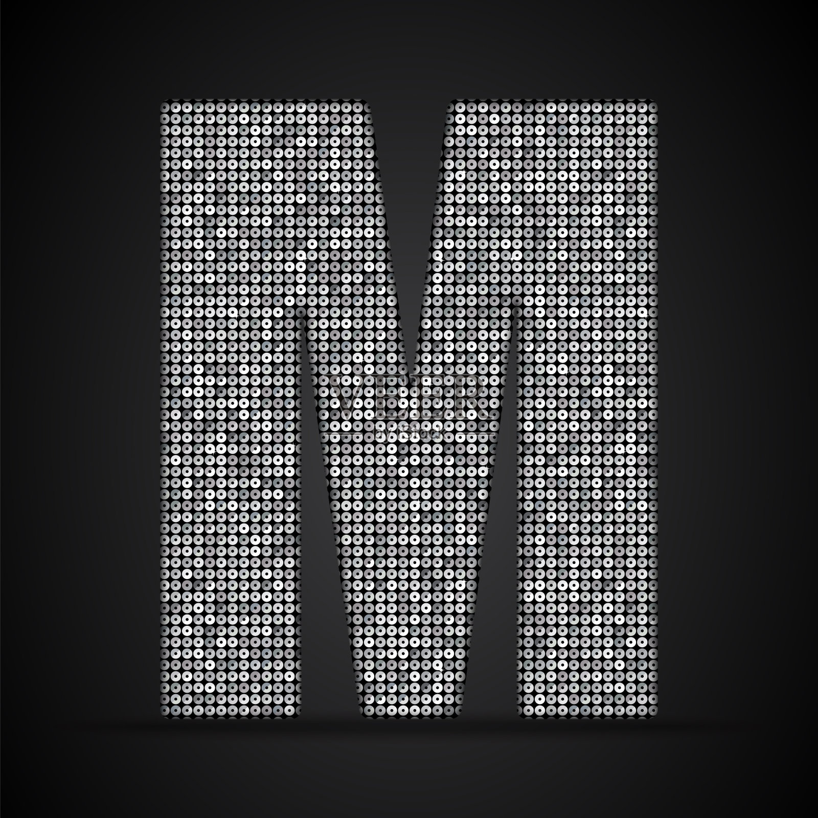 矢量亮片字母- m亮片字体形状的银点。设计元素图片