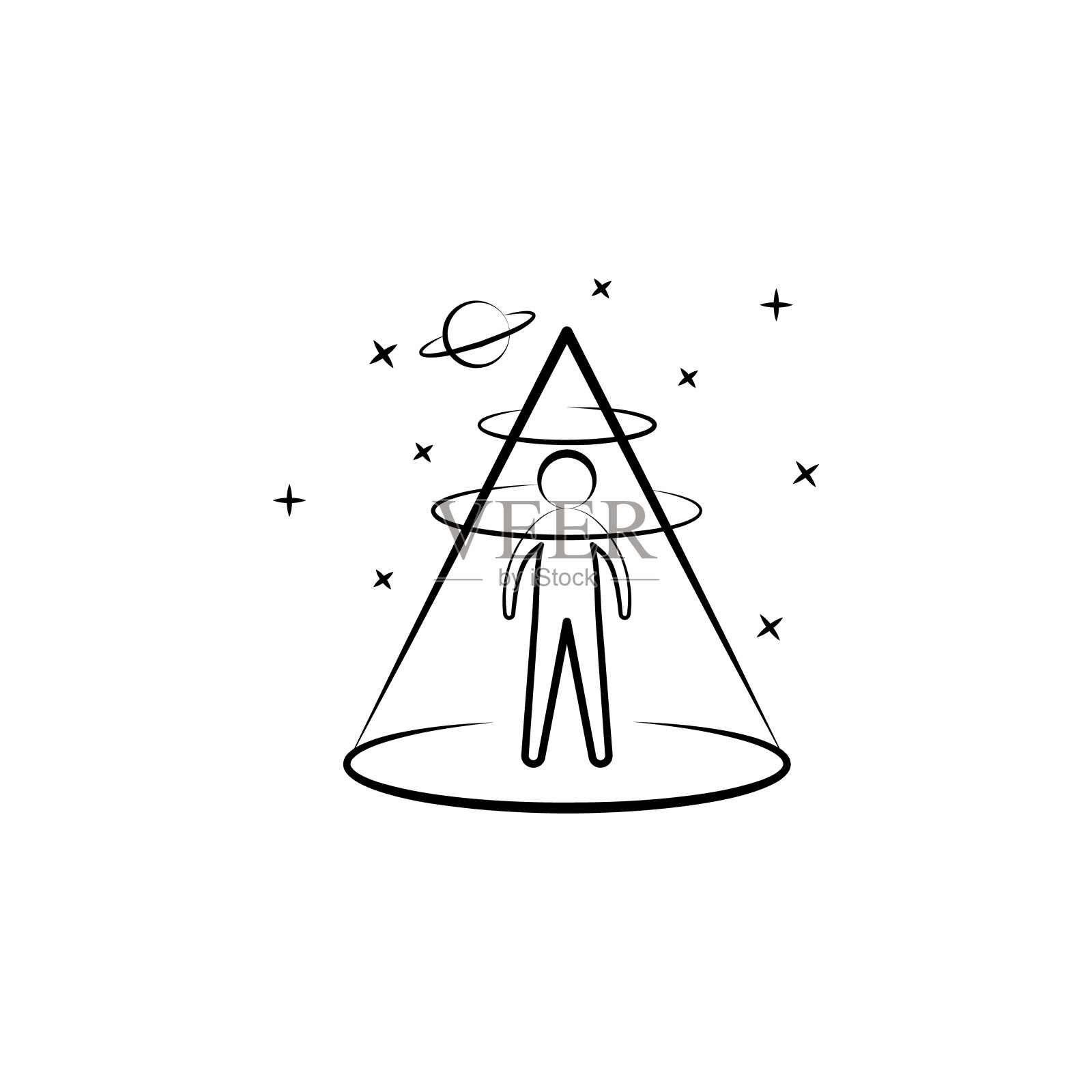 行星，外星人，抛弃图标。元素手画ufo图标插画图片素材