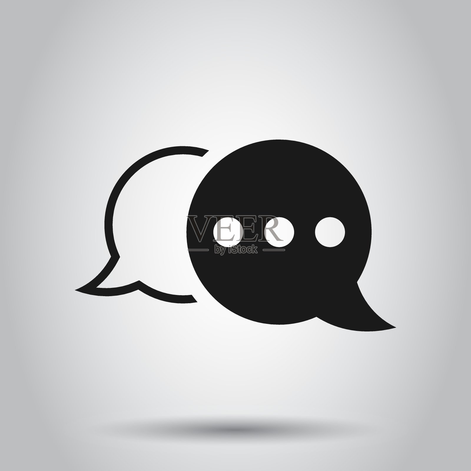 以扁平的方式讲聊天标志图标。孤立背景上的语音气泡矢量插图。团队讨论按钮业务概念。图标素材