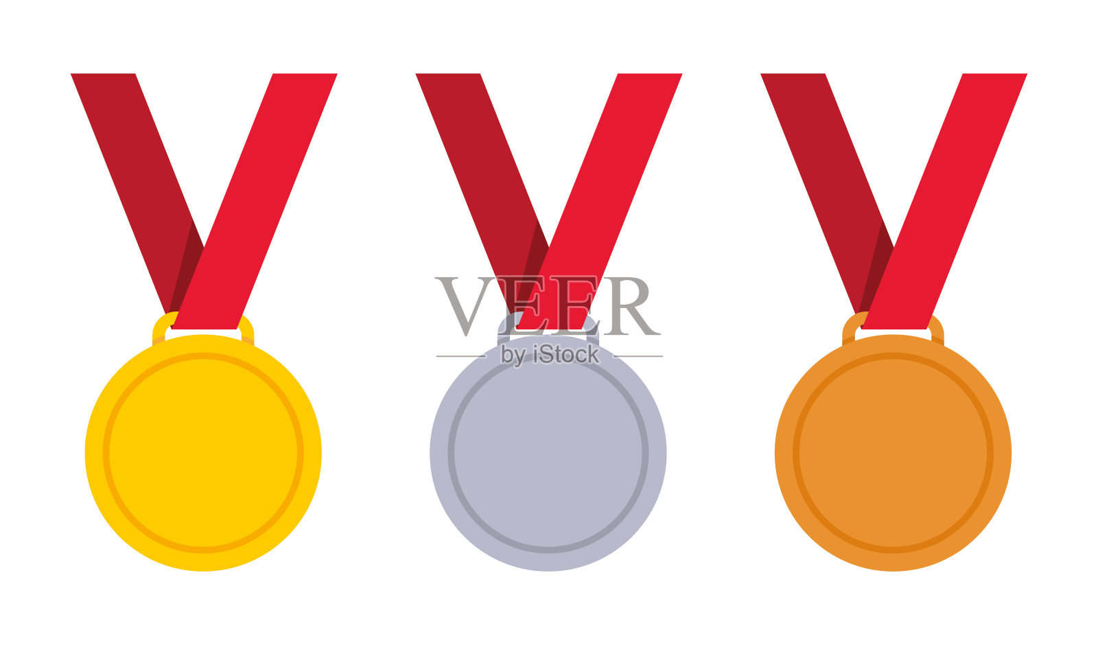 奖牌:金、银、铜三套。矢量图插画图片素材