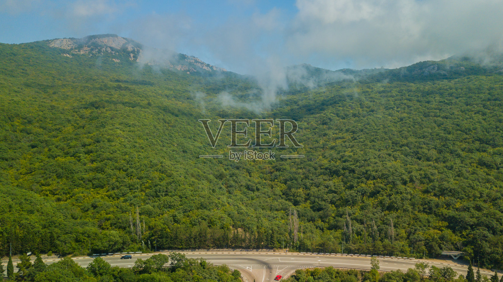 美丽的自然景观克里米亚与树木森林，道路，水平照片照片摄影图片