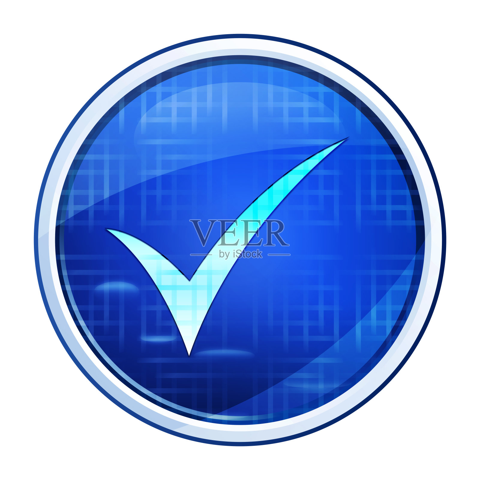 复选标记图标未来的蓝色圆形按钮矢量插图插画图片素材