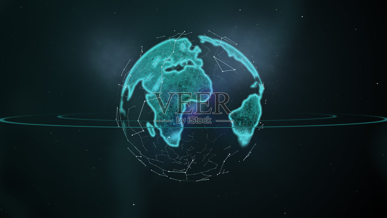 摘要科学背景-行星的绿色全息图。照片摄影图片