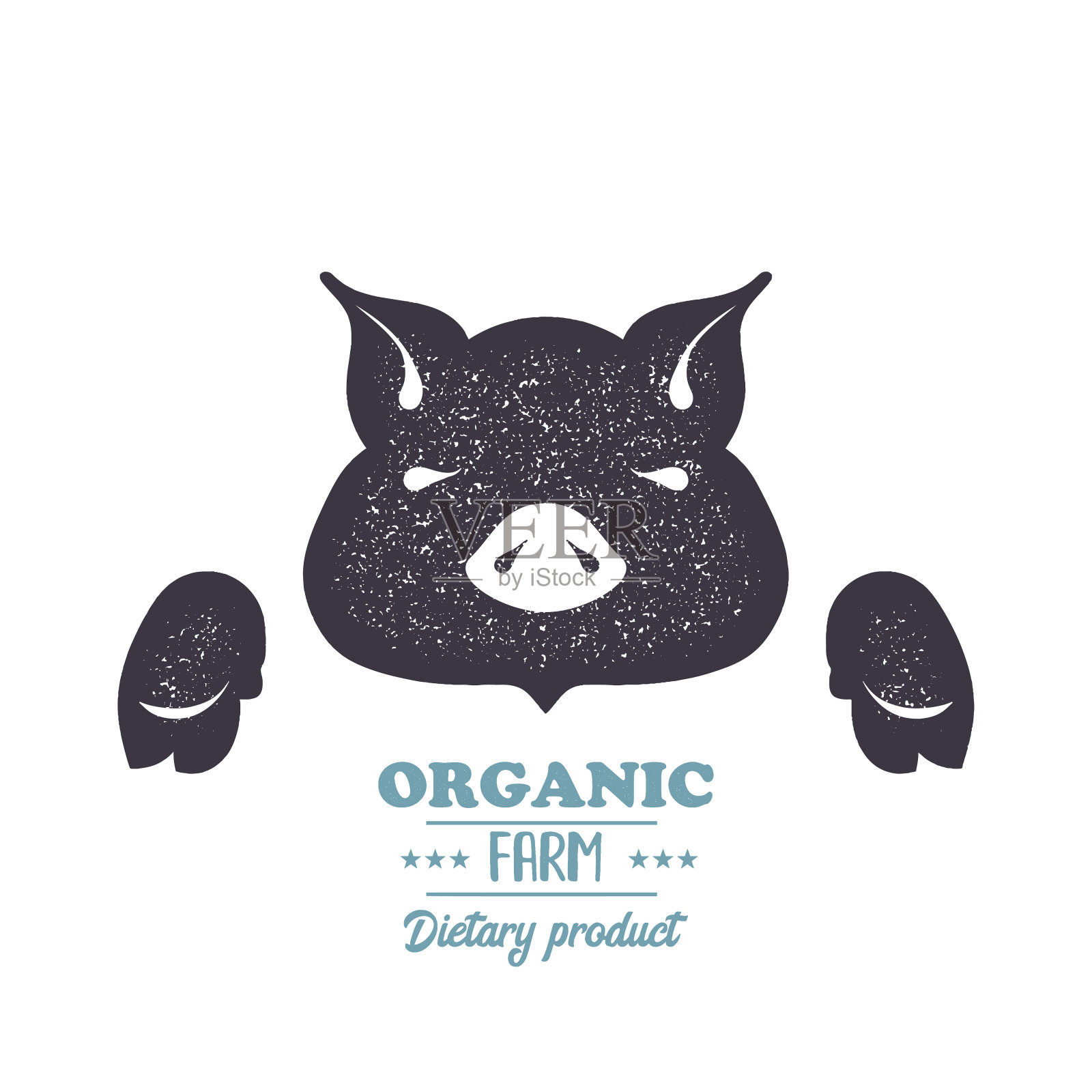 猪，猪肉，烧烤复古剪影。插画图片素材