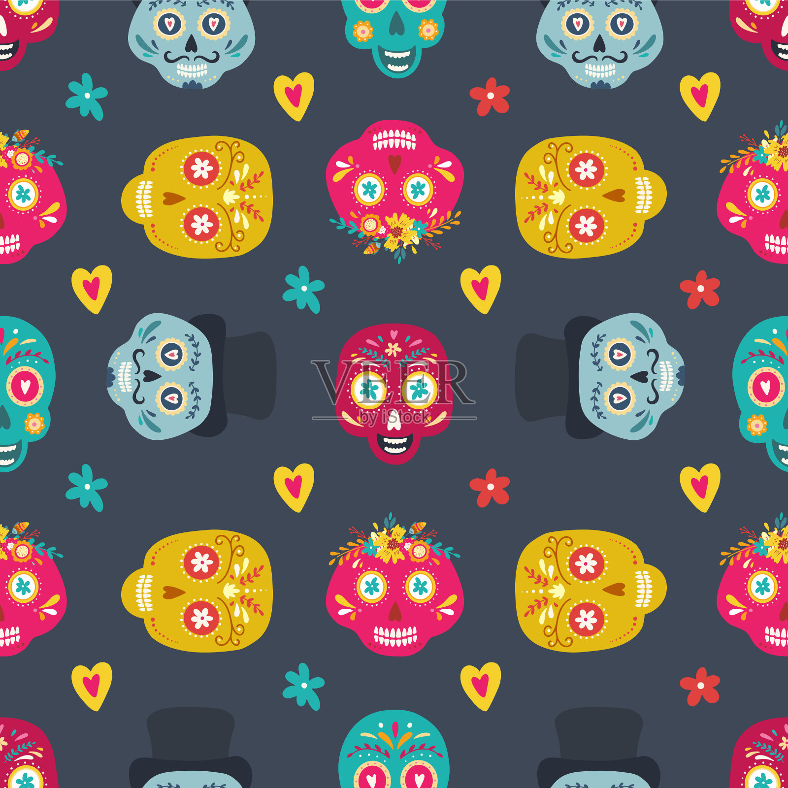 亡灵节无缝模式插画图片素材