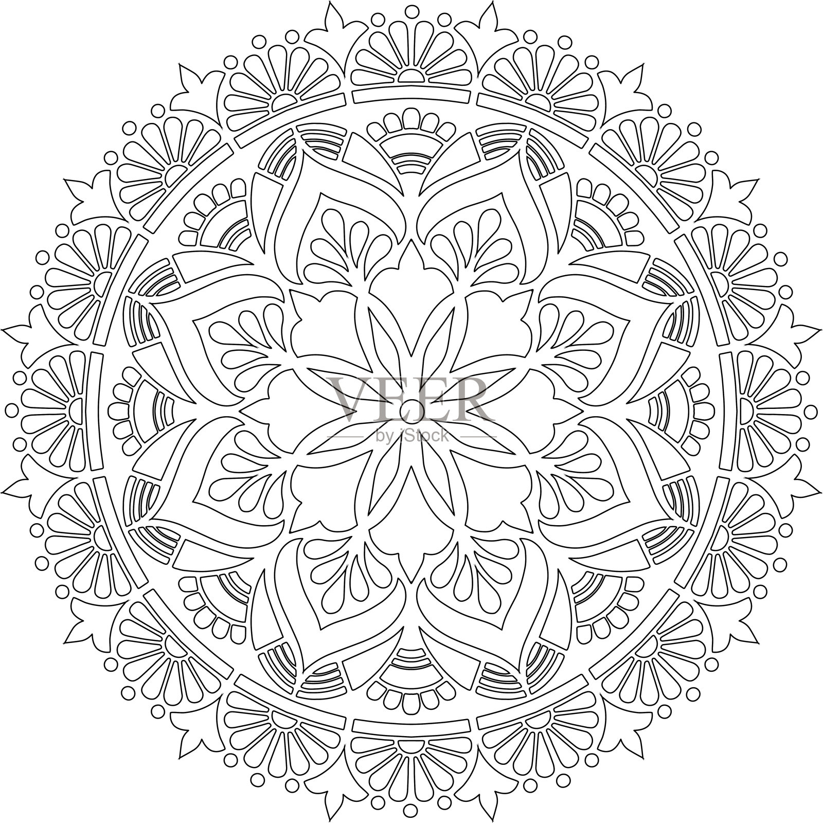 图曼陀罗为着色涂鸦素描插画图片素材