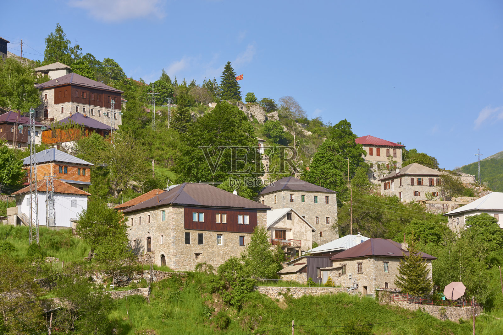 传统马其顿建筑的老房子。照片摄影图片