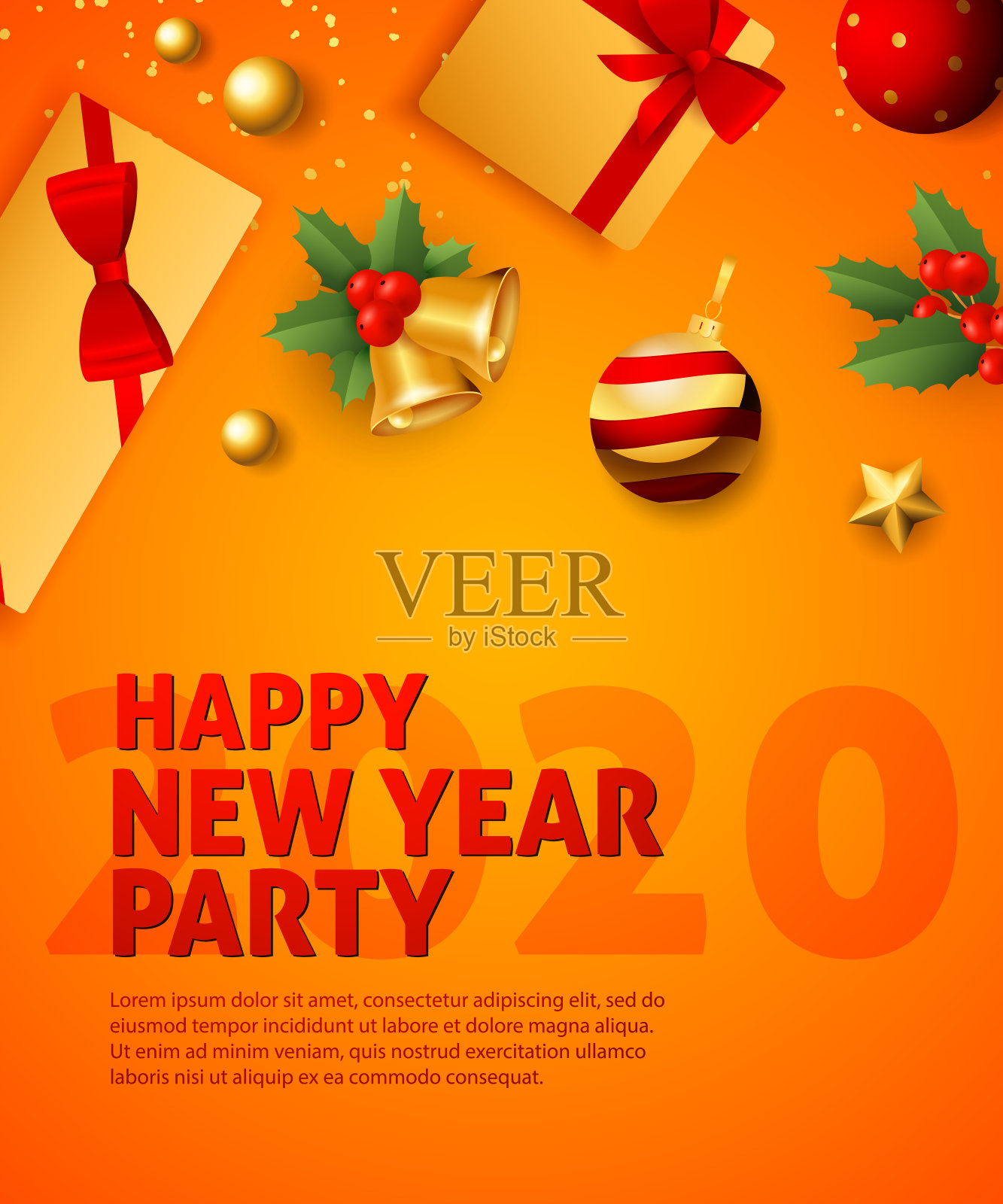 新年联欢会2020节日海报设计模板素材