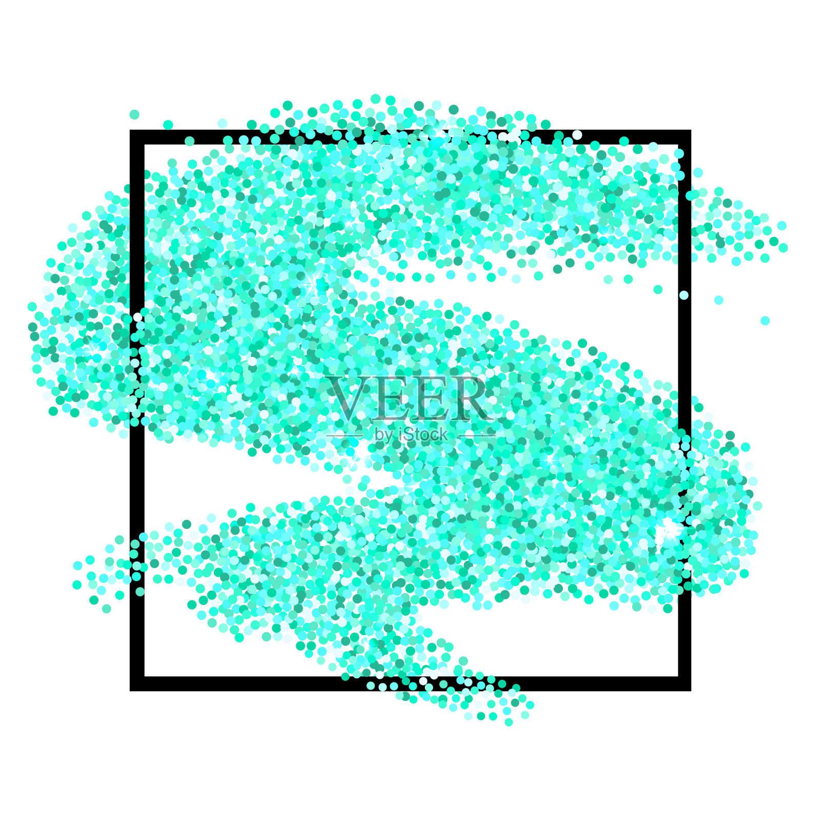 水绿色闪光纹理边界孤立在白色背景插画图片素材