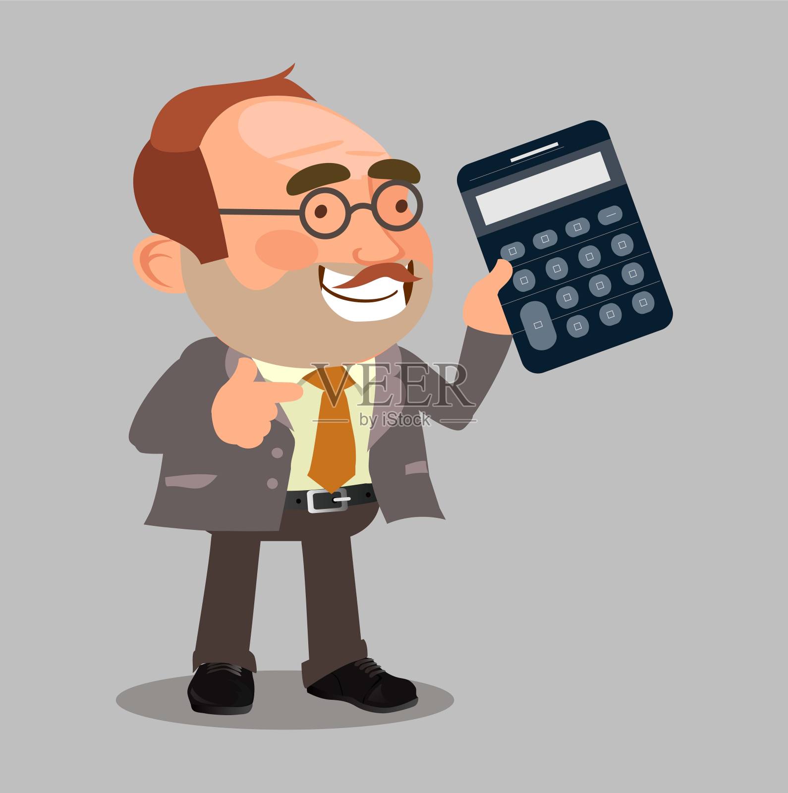 商务人士或经理手里拿着一个计算器插画图片素材