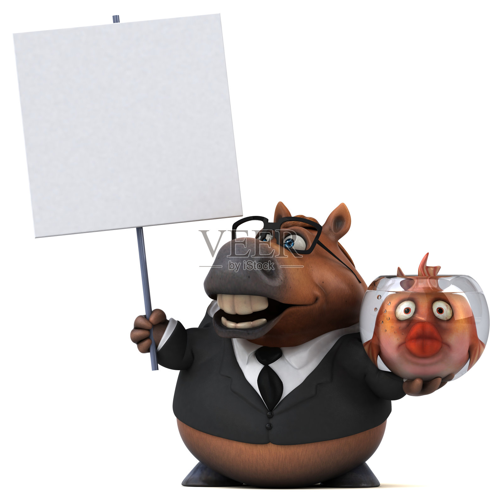 有趣的马- 3D插图照片摄影图片