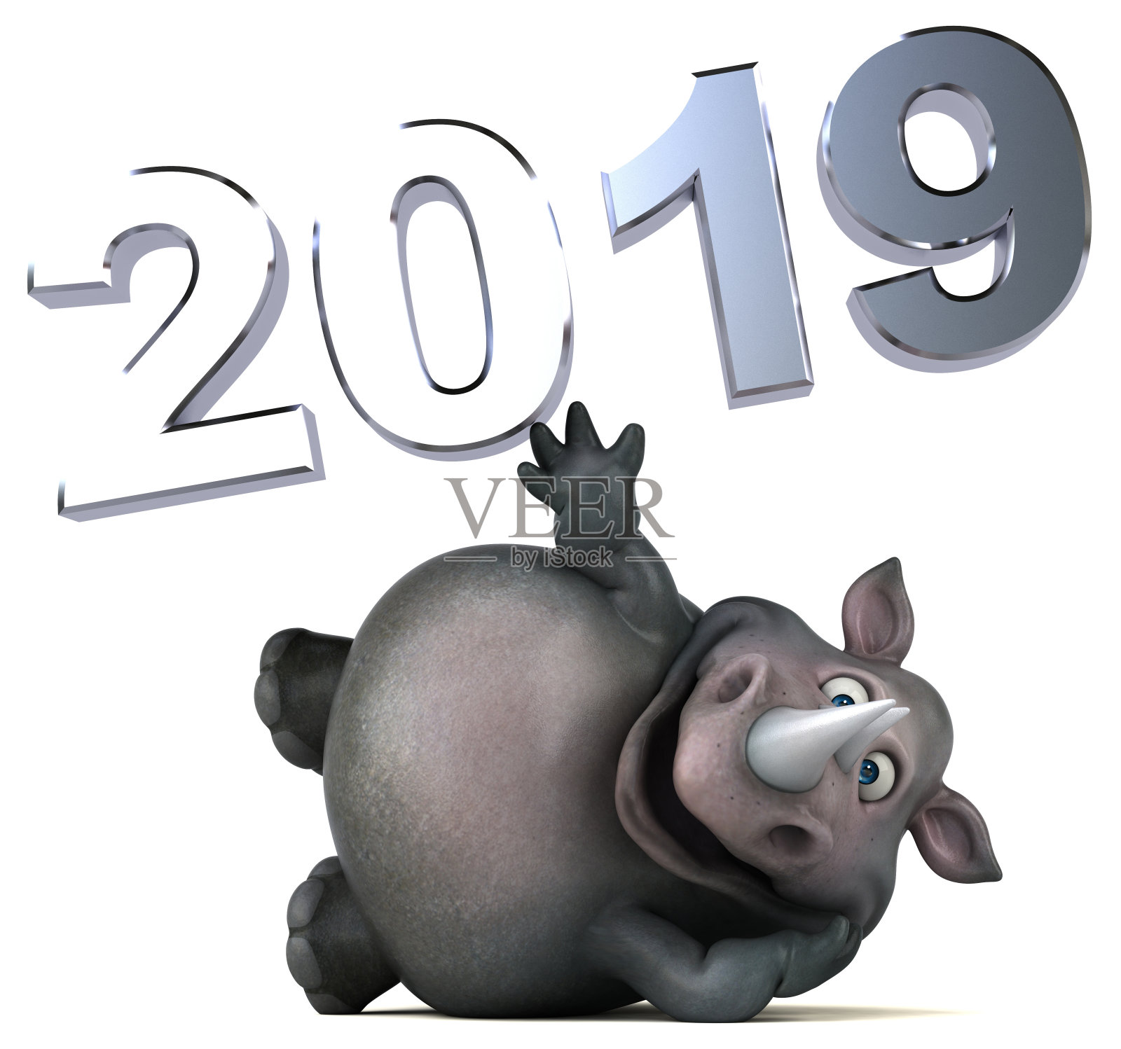 有趣的犀牛- 3D插图照片摄影图片