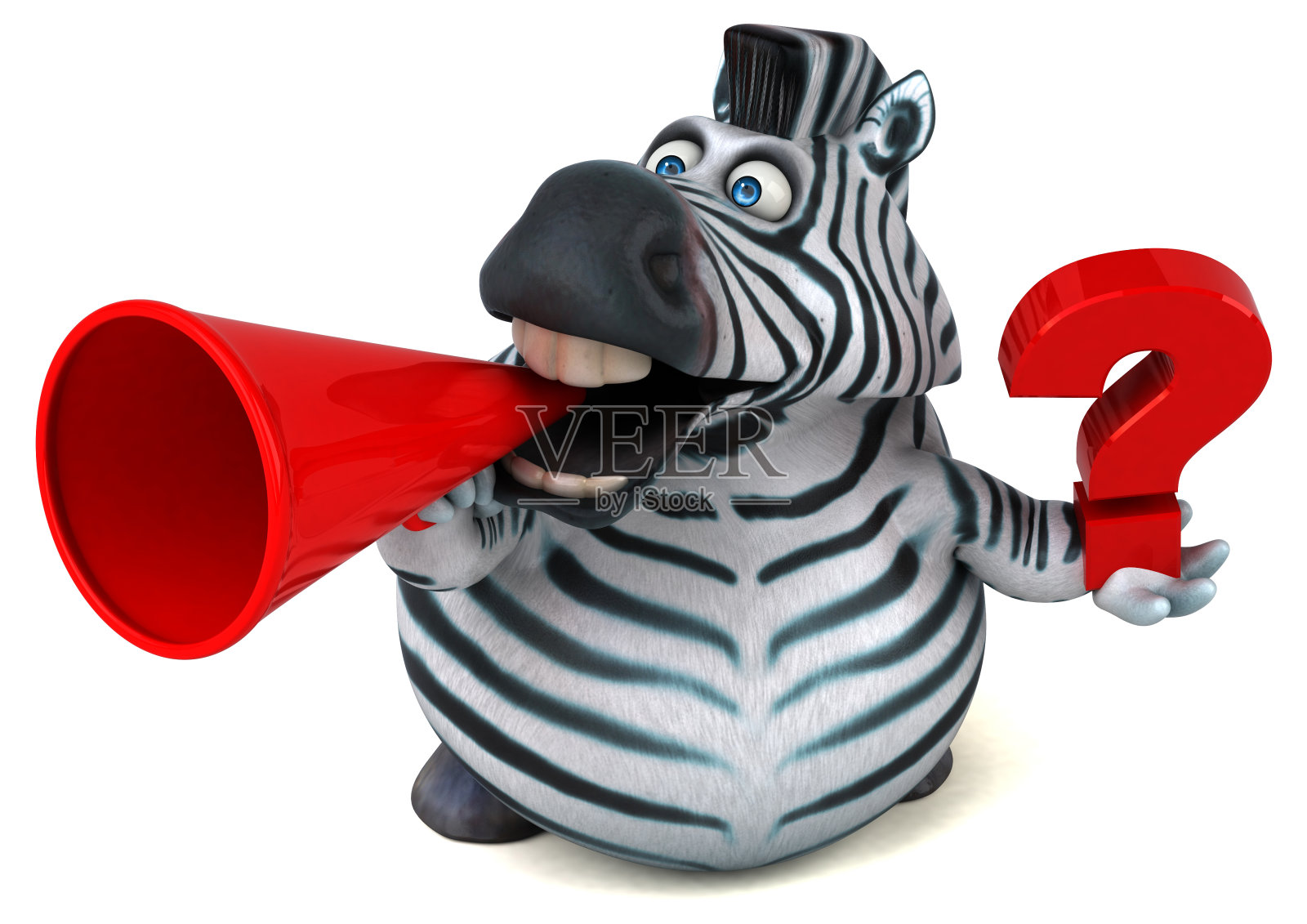 有趣的斑马- 3D插图照片摄影图片