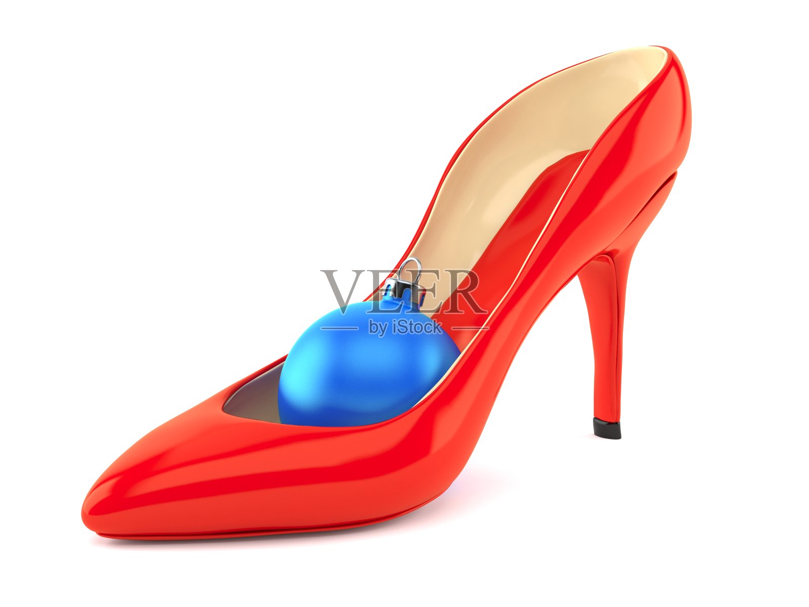 圣诞小玩意里面的高跟鞋照片摄影图片