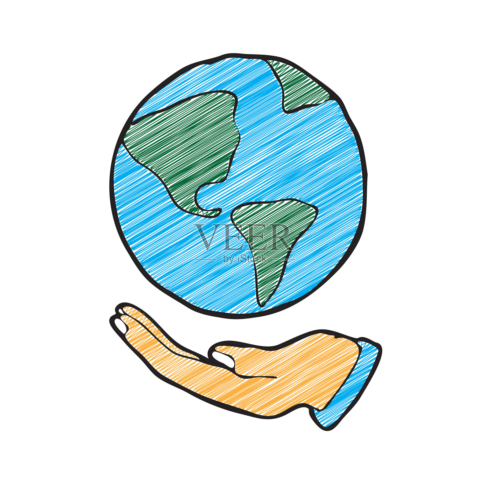 手绘手和土的设计插画图片素材