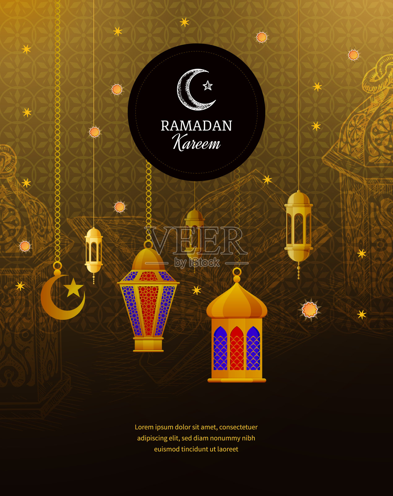 开斋聚会，斋月期间的晚餐。设计模板素材