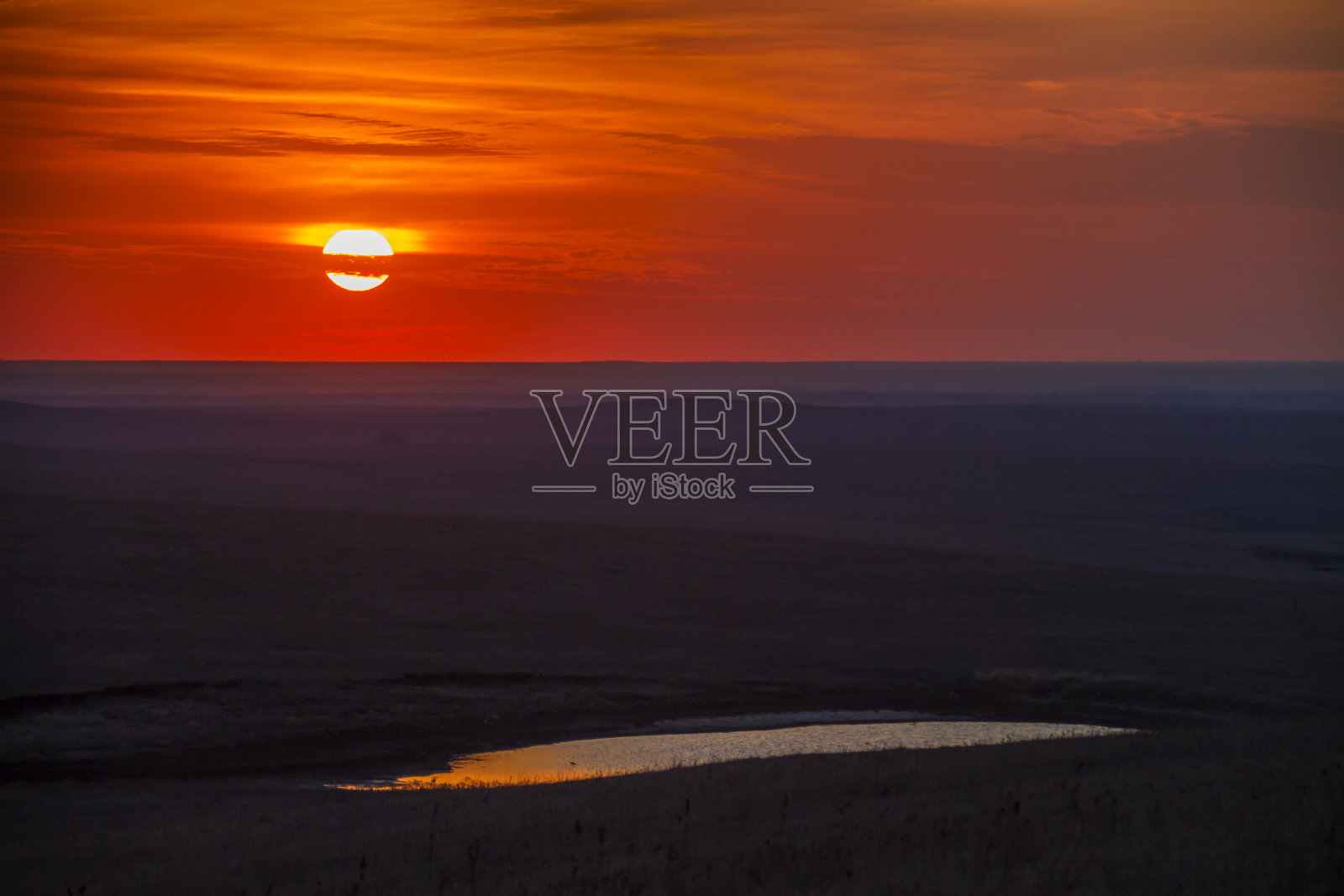 堪萨斯弗林特山的日落照片摄影图片