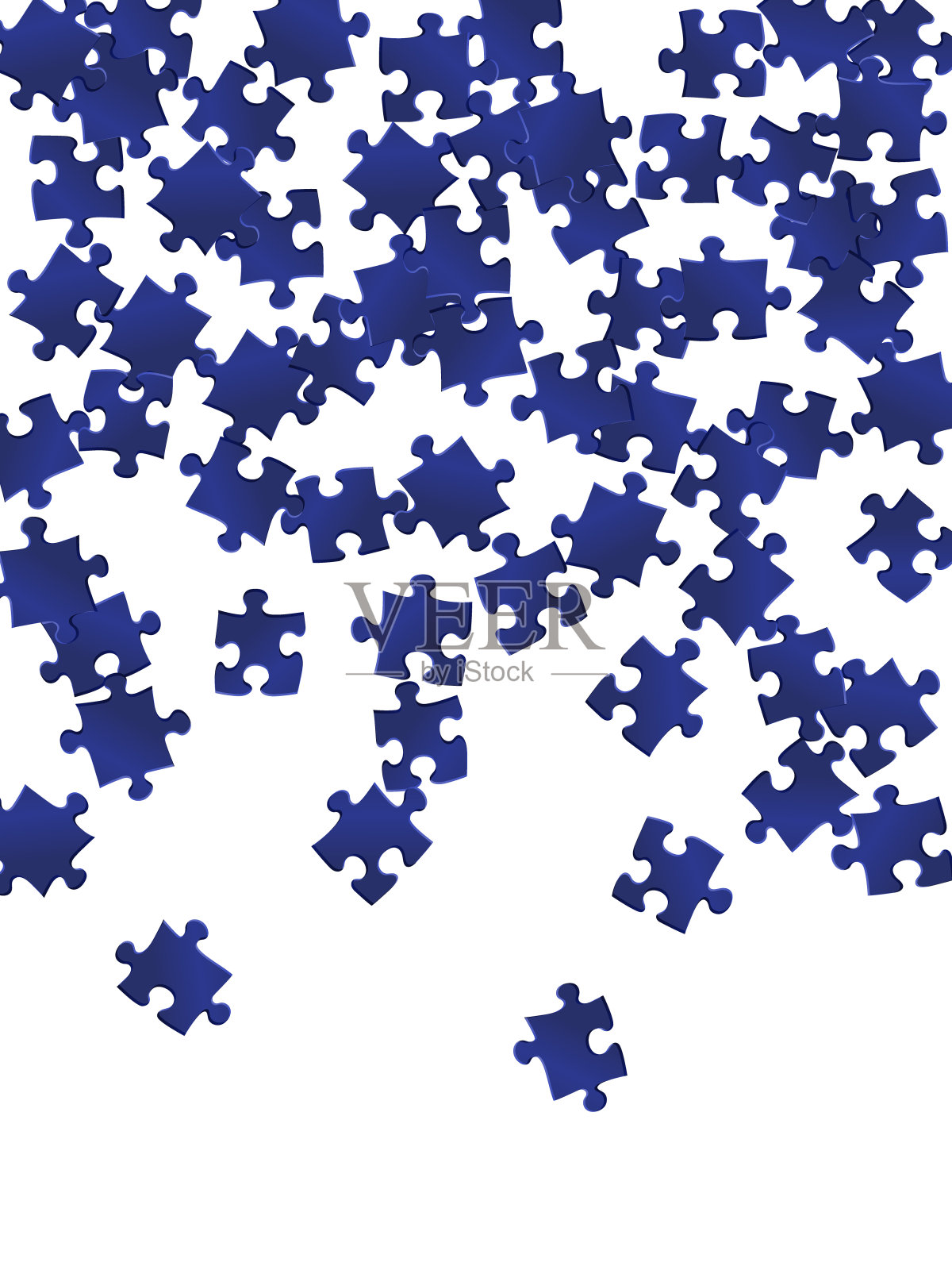 业务症结拼图深蓝色部分插画图片素材