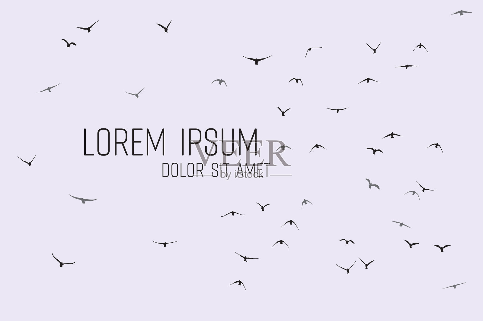 一群飞鸟的剪影插画图片素材