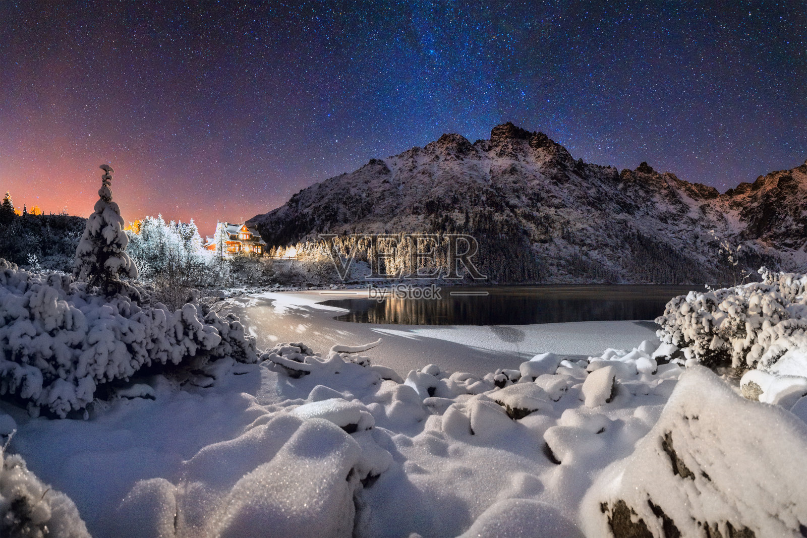 冬天的圣诞节的晚上照片摄影图片