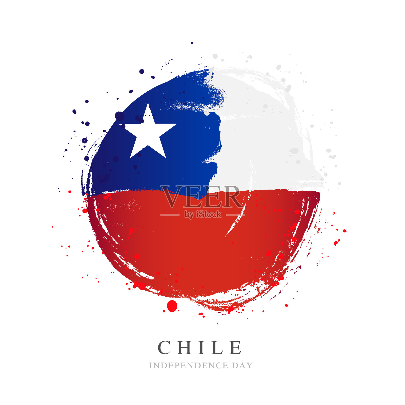 智利国旗的形状是一个大圆圈。矢量图插画图片素材